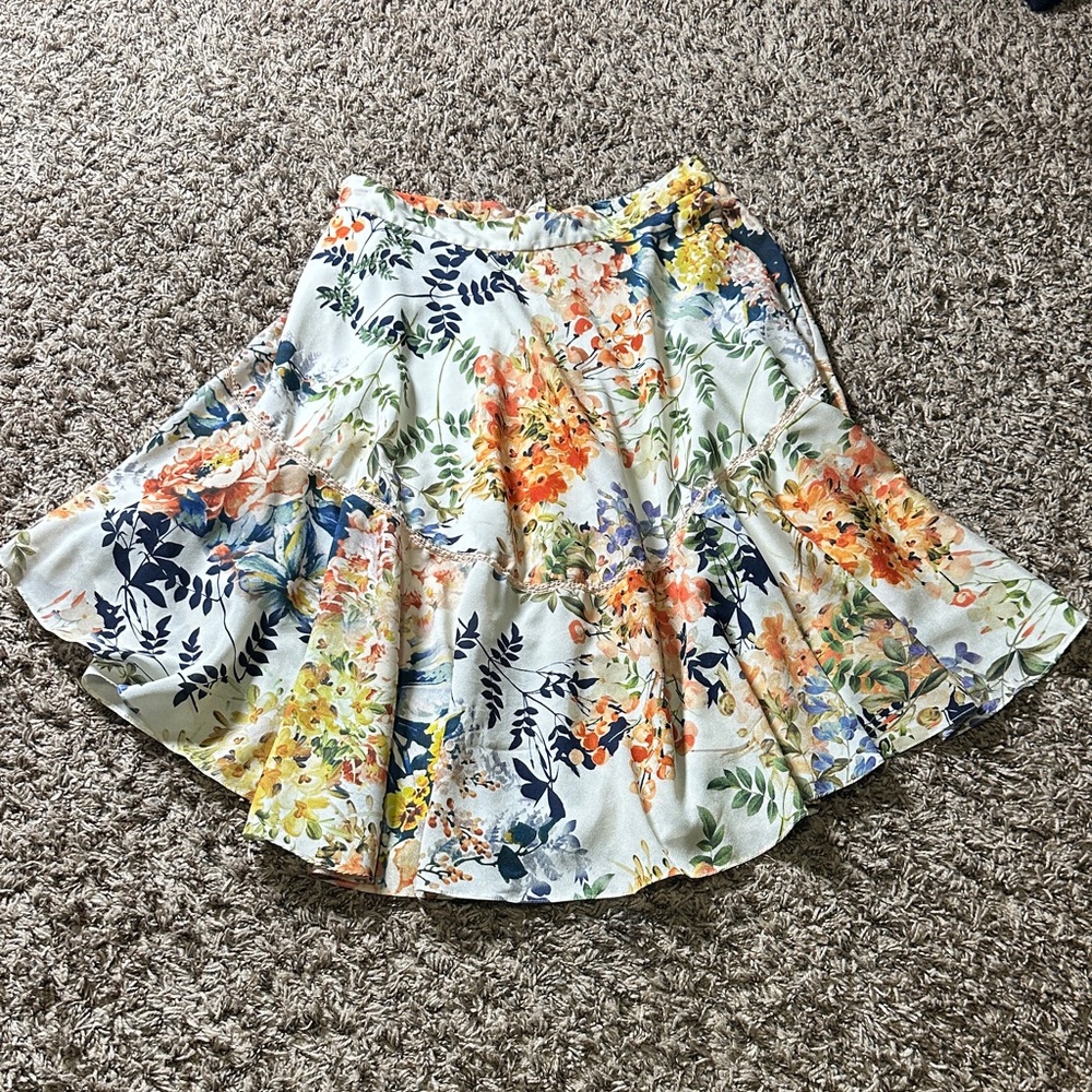 Ranna Gill Anthropologie Floral A-Line Boho Tiered cottage core Skirt Size 8